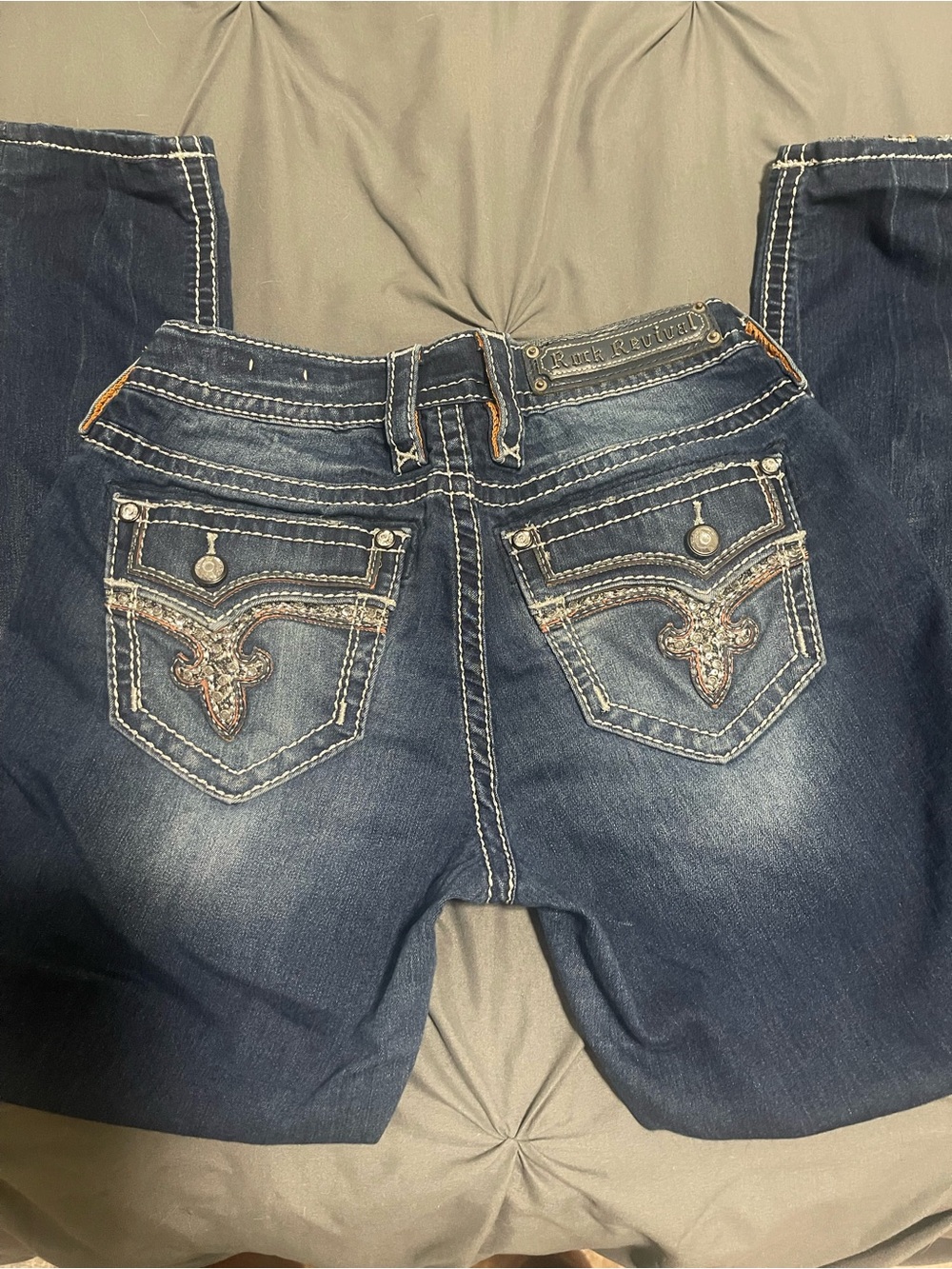 Rock Revival Women's Dark Wash Embellished Back Pocket Jeans. Betty jeans